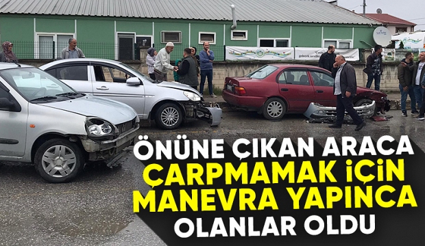 Önüne çıkan araca çarpmamak için manevra yapınca olanlar oldu