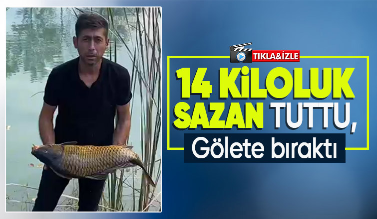 14 kiloluk sazan yakaladı