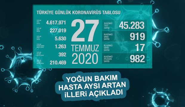 27 Temmuz korona verileri