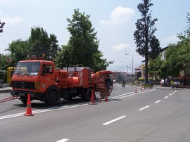 ANA CADDE YOL CİZGİ ÇALIŞMALARI