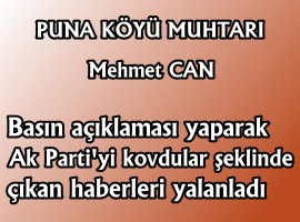 PUNA KÖYÜ MUHTARINDAN YALANLAMA