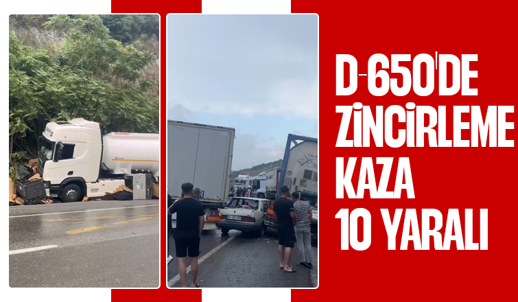 5 tır ve bir otomobilin karıştığı kaza: 10 yaralı