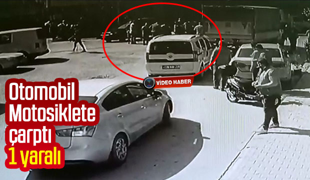 Ada Caddesinde Otomobil Motosiklete çarptı