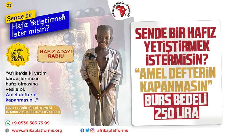 Afrika Gönüllüleri Derneği'nden Sende Bir Hafız Yetiştirmek İstermisin çalışması