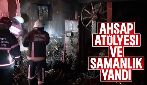 Ahşap atölyesi ve samanlık küle döndü