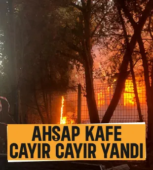 Ahşap kafe alevlere teslim oldu