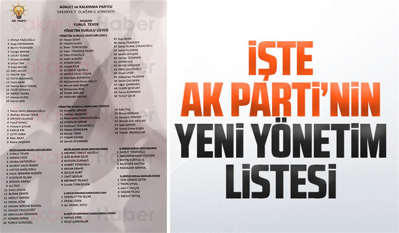 AK Parti Sakarya'da yeni yönetim belli oldu