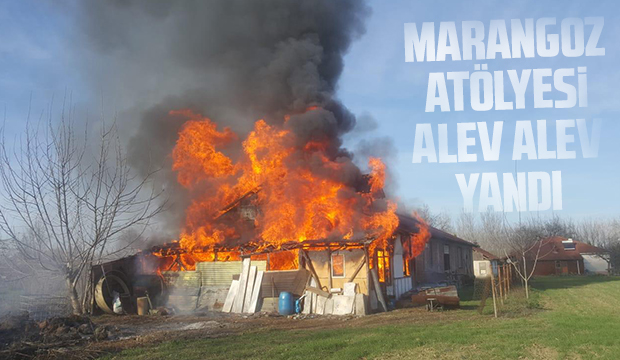 Marangoz atölyesi alev alev yandı