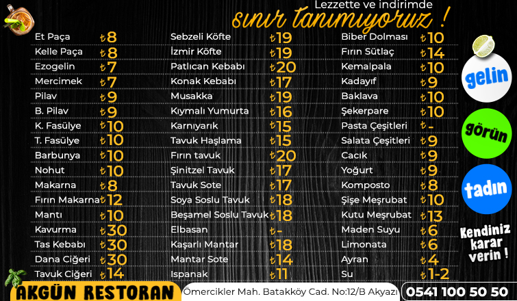 Akgün Restoran Lezzette ve İndirim de Sınır Tanımıyor!