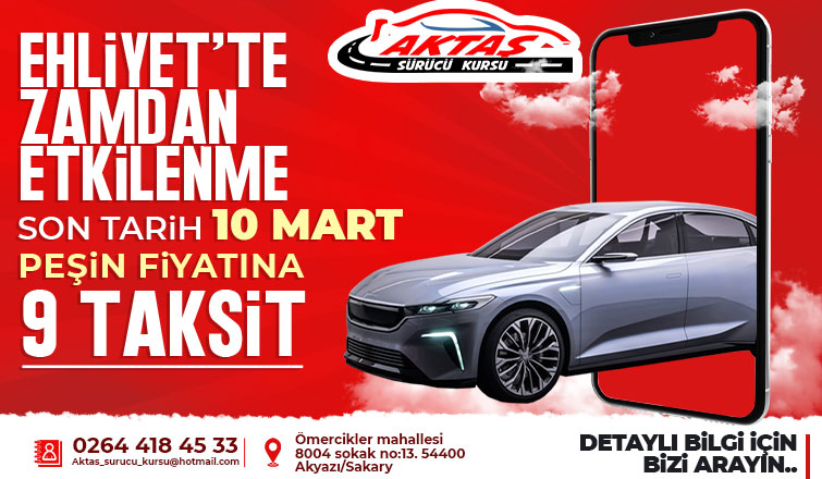 Aktaş Sürücü Kursun da sınırlı süreli efsane kampanya