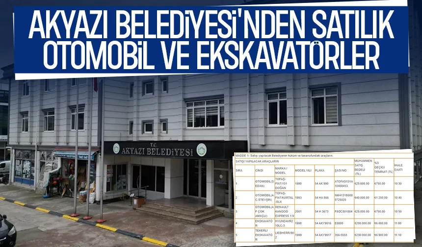 Akyazı Belediyesi araç satıyor