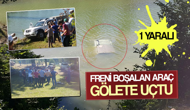 Akyazı Hanyatak Mahallesi Acelle yaylasında freni boşalan araç gölete uçtu