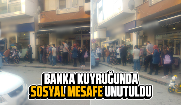 Akyazı'da banka kuyruğu