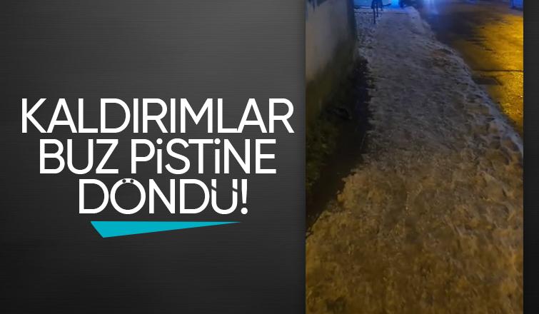 Akyazı'da buz pistine dönen kaldırımlar zor anlar yaşattı