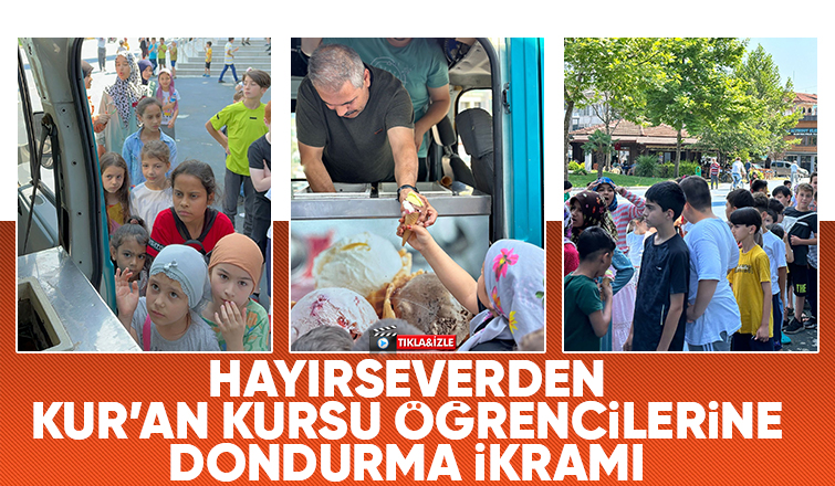 Akyazı'da çocuklara dondurma ikramı yaptı