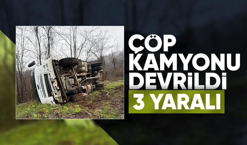 Akyazı'da çöp kamyonu devrildi: 3 yaralı