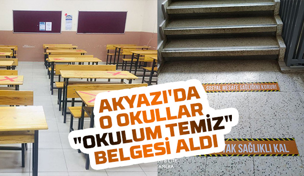 Akyazı'da iki okul Okulum Temiz belgesi aldı