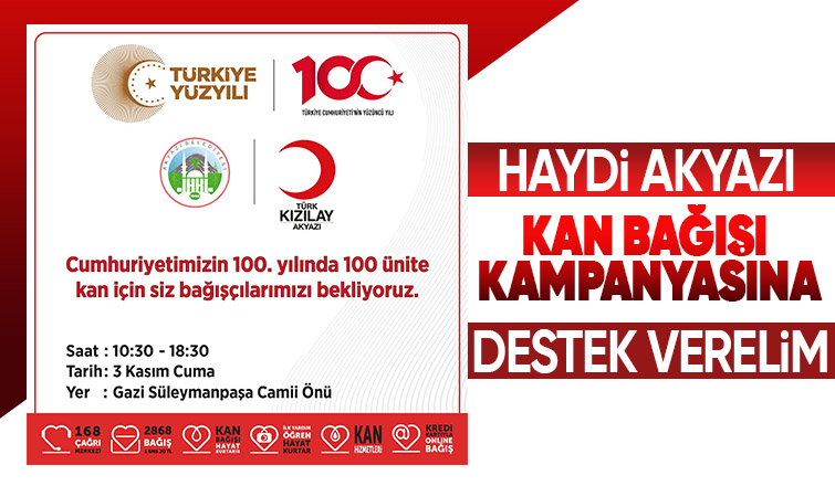 Akyazı'da kan bağışı kampanyasına destek çağrısı
