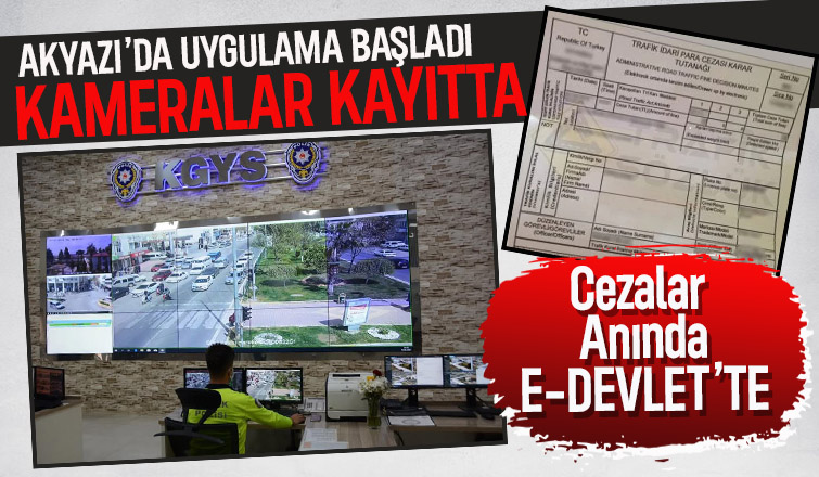 Akyazı'da kask takmayanlar kameradan tespit edilip ceza kesiliyor