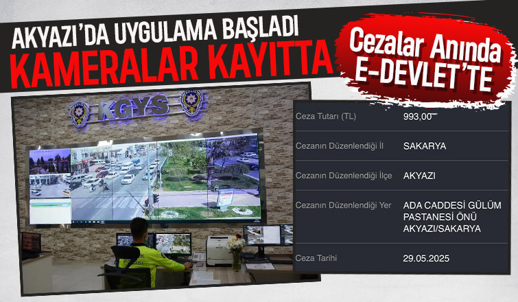 Akyazı'da kask takmayanlar kameradan tespit edilip ceza kesiliyor