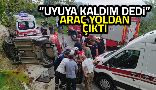 Kontrolden çıkan otomobil yan yattı: 3 yaralı