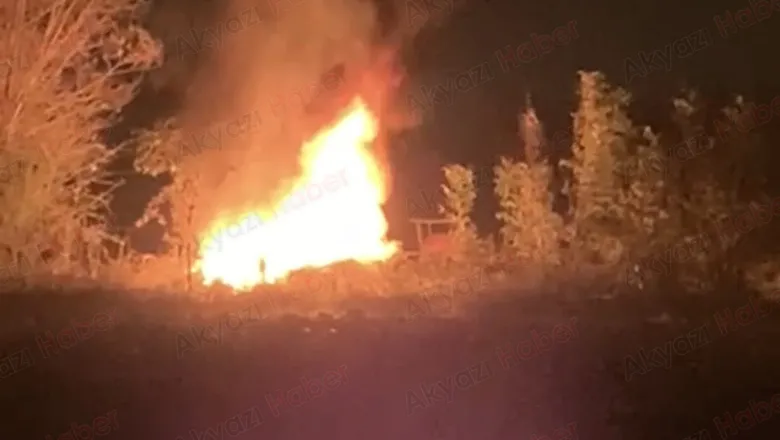 Akyazı'da korku dolu anlar; Aracı ateşe verdiler