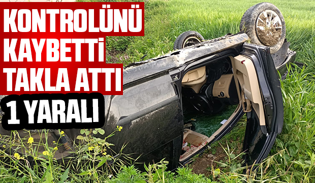 Akyazı'da otomobil takla attı