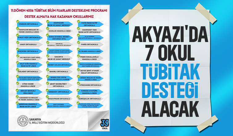 Akyazı'da TÜBİTAK'dan destek alacak okullar belli oldu