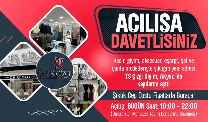 Akyazı'da uyguna kadın giyim mağazası açıldı. TS Çizgi Giyim’de Şıklık, Kalite ve Uygun Fiyat Bir Arada!