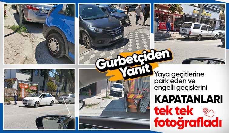 Akyazı'da yaya ve engelli geçitlerine park eden araçları fotoğrafladı