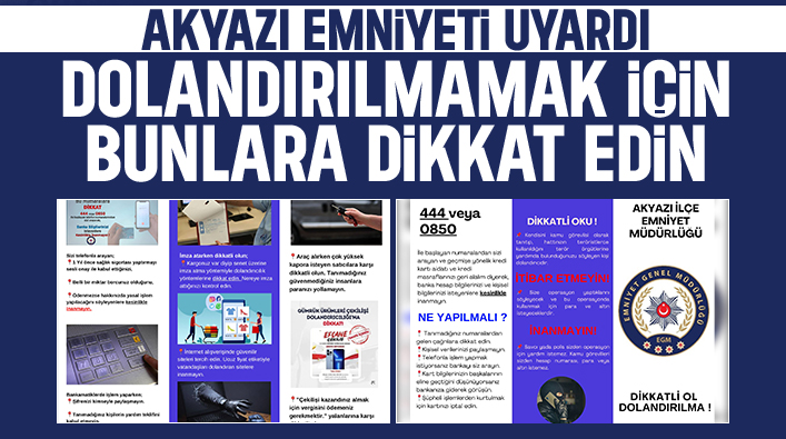 Akyazı emniyetinden dolandırıcılık uyarısı