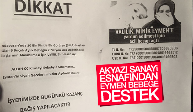 Akyazı Esnafından Eymen Bebeğe Destek