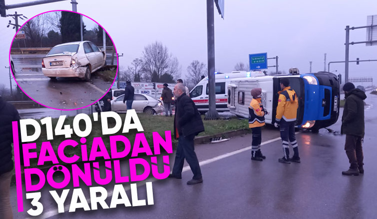 Akyazı Gişeler Kavşağı'nda Kaza 3 Yaralı