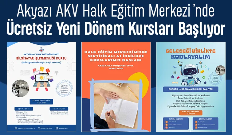 Akyazı Halk Eğitim Merkezi’nden ücretsiz Bilgisayar İşletmenliği ve Robotik Kodlama kursu