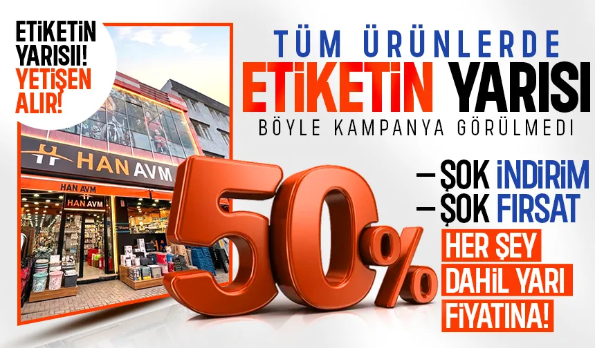 Akyazı Han Avm'de yılın en büyük indirimi yarın başlıyor. Etiketin yarısı! Yetişen alır!