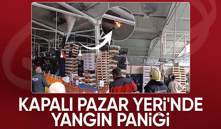 Akyazı Kapalı pazar Yeri'nde elektrik kabloları yandı