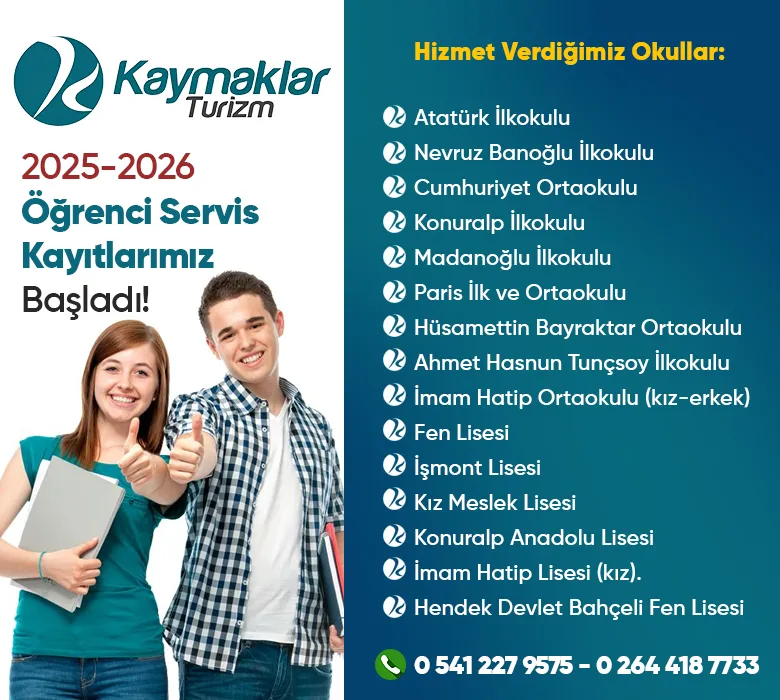Akyazı Kaymaklar Turizm  2025-2026 Öğrenci Servis Kayıtlarımız Başladı!