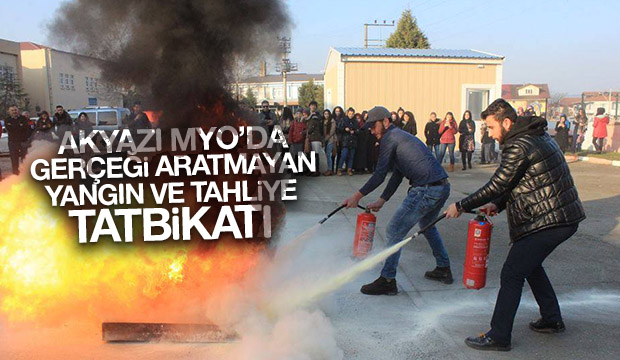 AKYAZI MYO ÖĞRENCİLERİ YANGIN TATBİKATI YAPTI