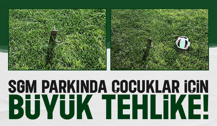 Akyazı SGM parkındaki çimlere çakılan kazıklar tehlike oluşturuyor