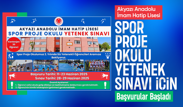 Akyazı Spor Proje Okulu Yetenek Sınavı Başvuruları Başladı!