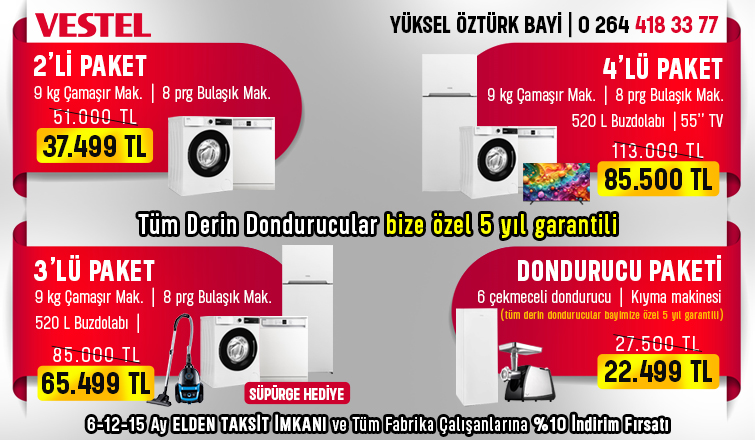 Akyazı Yüksel Öztürk Vestel Bayi'den Evinizi Tamamlayacak Dev Kampanya!