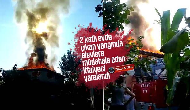 Akyazıda 2 Katlı evde çıkan yangında bir kişi yaralandı