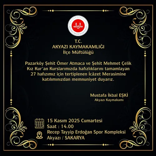 Akyazı’da 27 hafız için icazet merasimi düzenlenecek