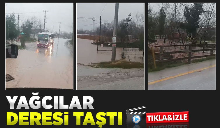 Akyazıda dere taştı yollar suyla doldu