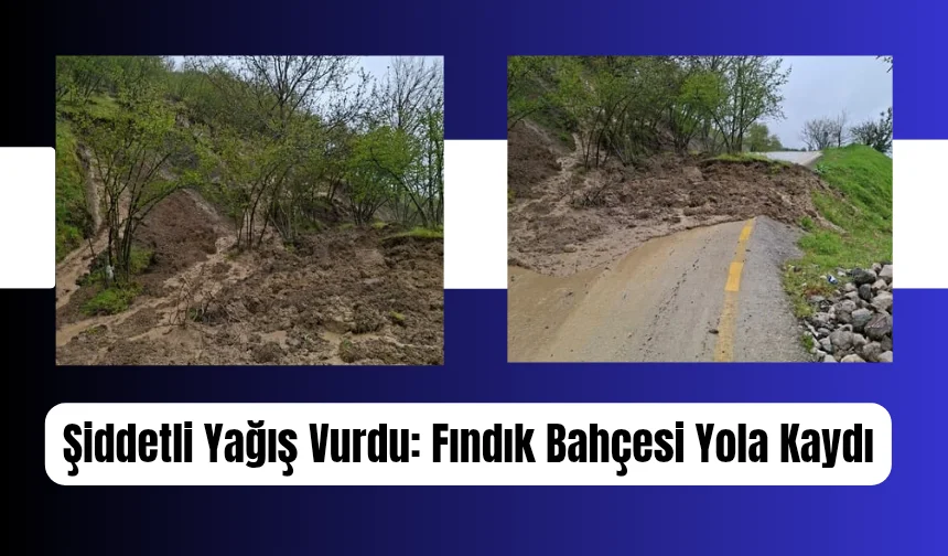 Akyazı'da heyelan; Yol ulaşıma kapandı