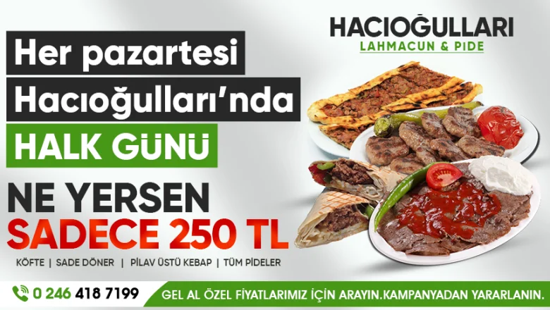 Akyazı’da Kaçırılmayacak Lezzet Fırsatı! Hacıoğulları’nda Pide 230 TL, Lahmacun 70 TL, Döner Kampanyası Başladı.