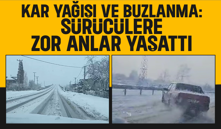 Akyazıda sürücülerin karla imtihanı