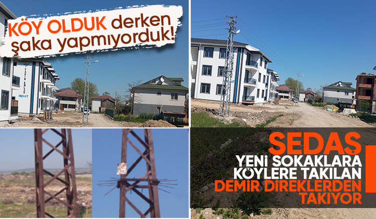 Akyazıda yeni sokaklara 70'li yılların demir direkleri dikiliyor