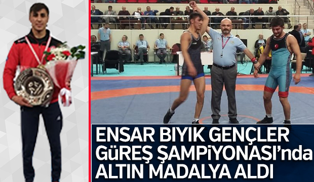 Akyazılı Ensar Bıyık Gençler Türkiye Güreş Şampiyonasında altın madalya Aldı