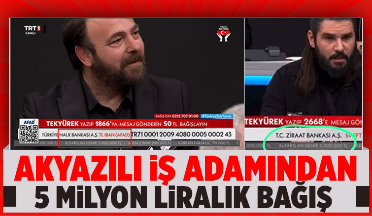 Akyazılı iş insanından depremzedeler için 5 milyon liralık yardım